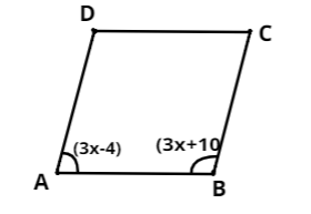 Two adjacent angles of a parallelogram are${\\left( {3x - 4} \\right ...