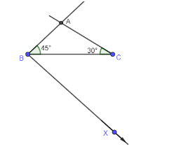 Draw a triangle ABC with side BC = 7 cm, $ \\angle B=45{}^\\circ ...