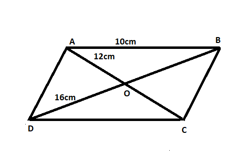 ABCD is a parallelogram with side AB 10cm . Its diagonals AC