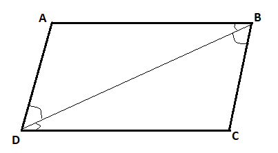 Prove the following statement.Opposite angles of a parallelogram are equal.