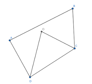 In quadrilateral ABCD, the bisector of angle C and D meet at point O ...