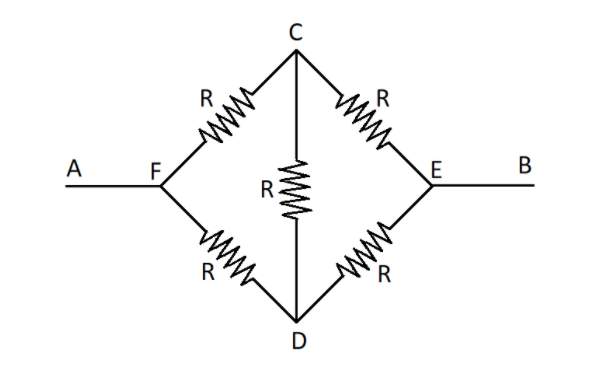 Five equal resistors each of resistance R are connected class 12 ...