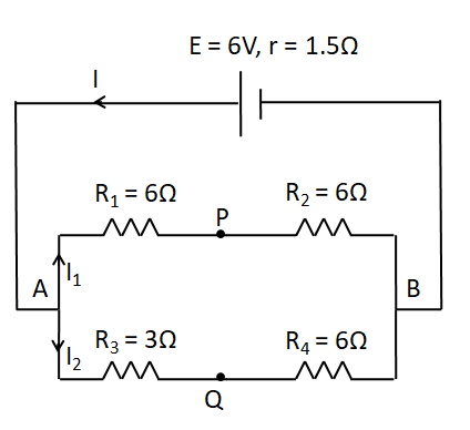 Find the magnitude of the current supplied by the battery in the ...