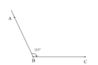 Draw $\\angle ABC$ of measure ${{115}^{\\circ }}$ and bisect it.