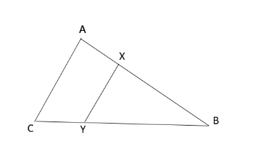 In the figure, $ XY\\parallel AC $ and $ XY $ divides the triangular ...