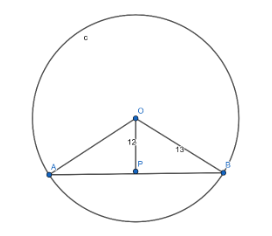 Given in the following figure O is the center of the circle, OP =12cm ...