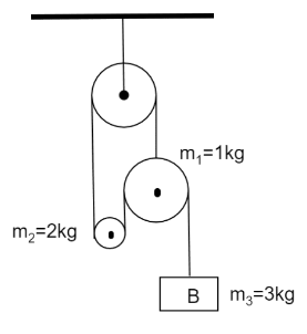 In the given system which mass (in kg) will move with acceleration ...