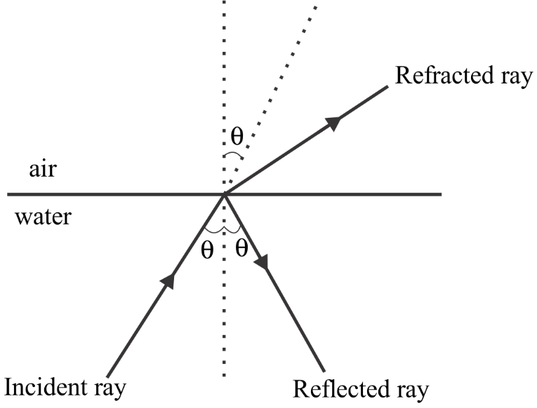 A ray of light travelling in water is incident on its class 12 physics ...