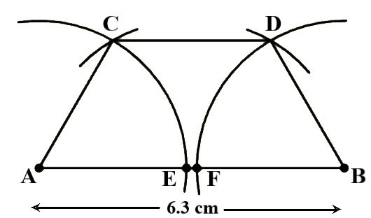 Draw a line segment of length 6.3 cm. Draw another line parallel to it ...