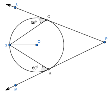 In the figure, PQ and PR are tangents to the circle with center O and S ...