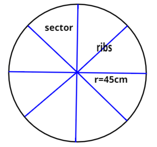 An umbrella has 8text ribs which are equally -class-10-maths-CBSE