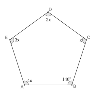 One angle of a Pentagon is ${{140}^{\\circ }}$. If the remaining angles ...