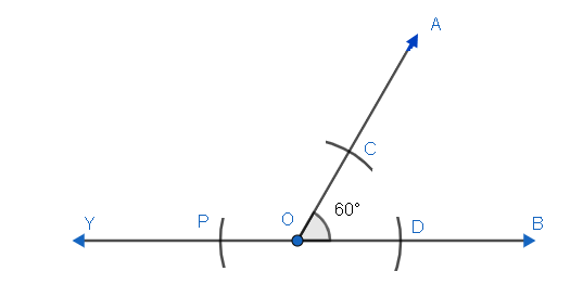 Draw $\\angle AOB=60{}^\\circ $ using a protractor. Now, using a ...