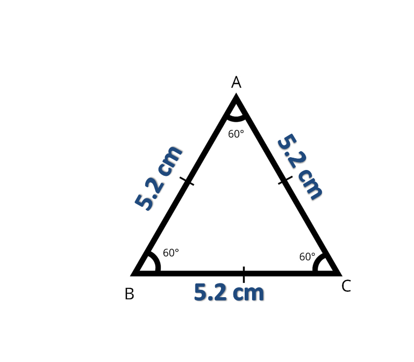 Draw an equilateral triangle whose sides are 5.2 centimeter each.