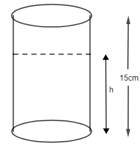 Water level of a cylindrical vessel of height 15cm is initially 10cm ...