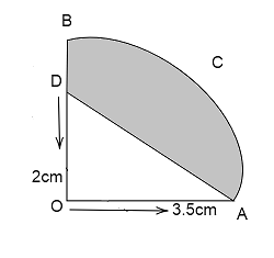 In figure,$ADBCA$ represents a quadrant of a circle of radius $3.5\\,cm ...