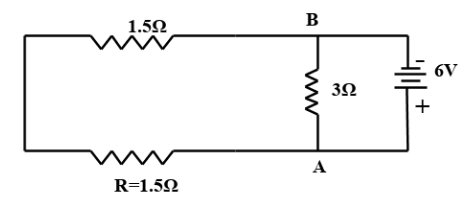 The total current supplied to the circuit by the battery is\n \n \n \n ...