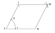 The diagram shows the construction of a parallelogram KLMN. The width ...