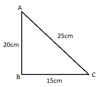 The hypotenuse of a right triangle is 25 cm, and the shorter leg is 15 ...