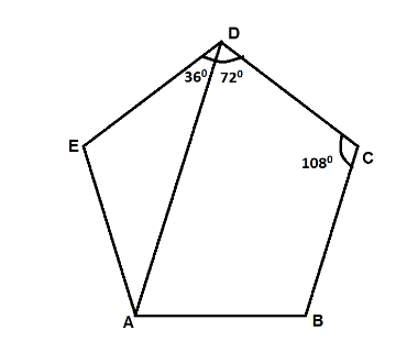 $ ABCDE $ is the regular pentagon, diagonal $ AD $ divides $ \\angle ...