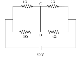 In the given circuit diagram, find the current passing through the wire ...