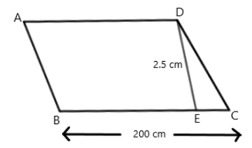 Find the area of the parallelogram with a base of $200\\,cm$ and height ...