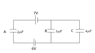 Three Capacitors A, B And C Are Connected In A Circuit As Shown In ...