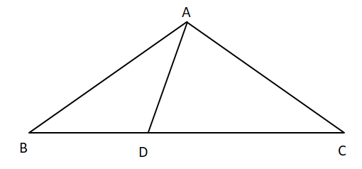 In figure D is a point on side BC of $\\Delta ABC$ such that $\\dfrac ...