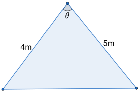 Two sides of a triangle are 4m and 5m in length and the angle