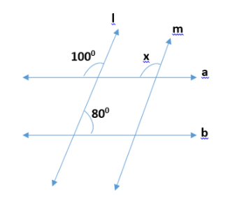 Adjoining figure, l parallel to m and a parallel to b