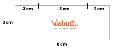 arcs of length 3 cm and 2 cm on the rectangle