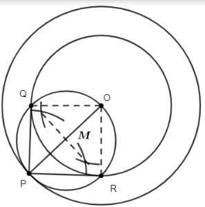 Concentric circles with the tangent to a circle of radius 4cm justified