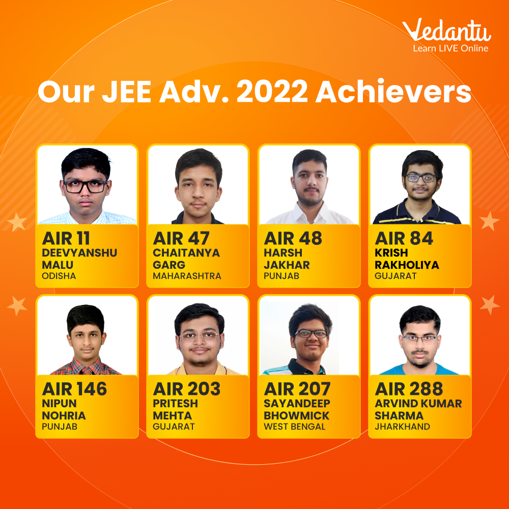 JEE Advanced 2022 Toppers of Vedantu Over 1000+ Vedantu Students Qualified