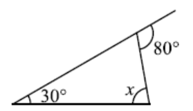 Triangle in which one angle is 30 degree and exterior angle is 80 degree