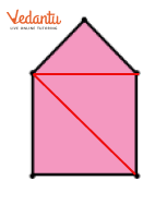 two lines to split the shape into three triangles.