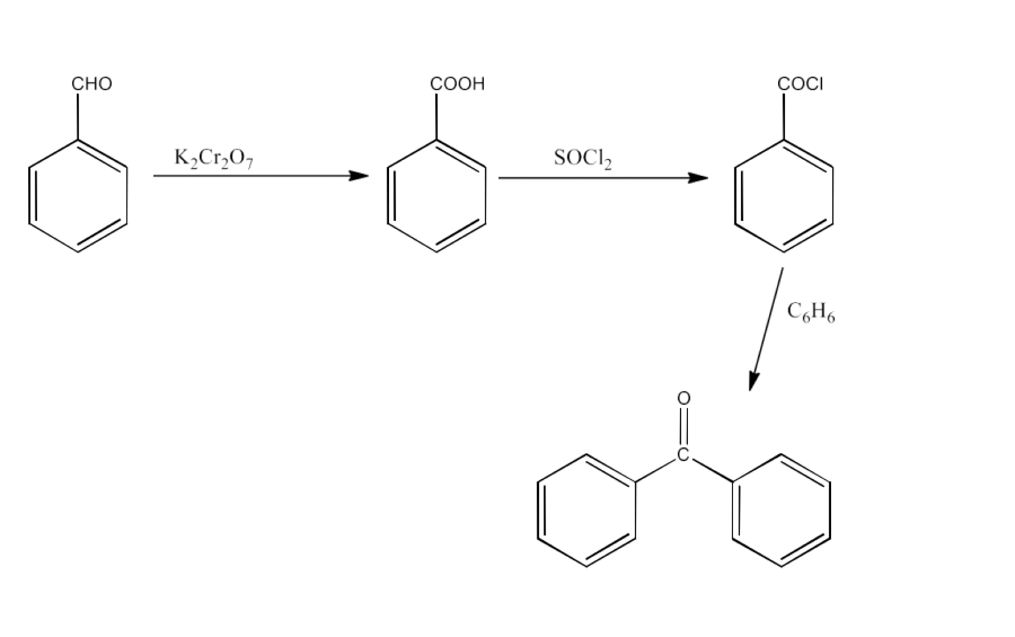 Benzaldehyde to  α  -Hydroxyphenylacetic acid