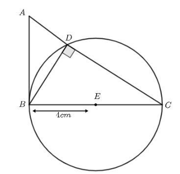 Circle with right-angled triangle ABC