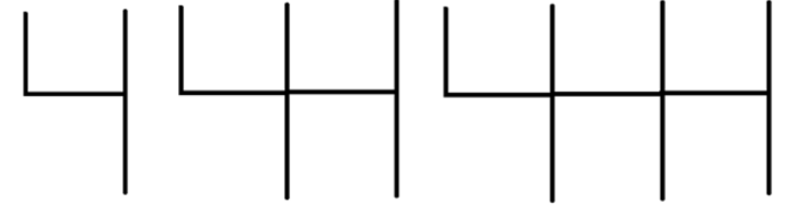 Line segment patterns made by digit 4