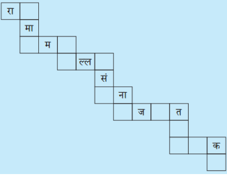 इस शब्द सीढ़ी में पाठ में आए शब्द हैं। उन्हें पूरा कीजिए और पाठ में रेखांकित कीजिए