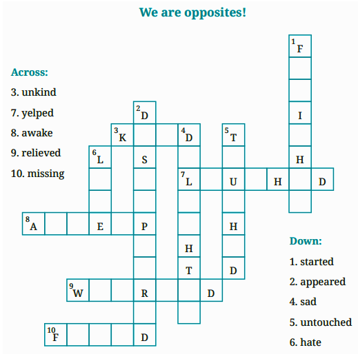 Cross word Class 6 English Unit 2