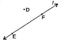 A line named ‘l’ contains E and F but not D