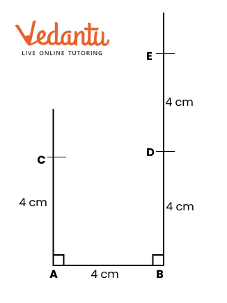 there are three falling squares and the side of each square is 4 cm.