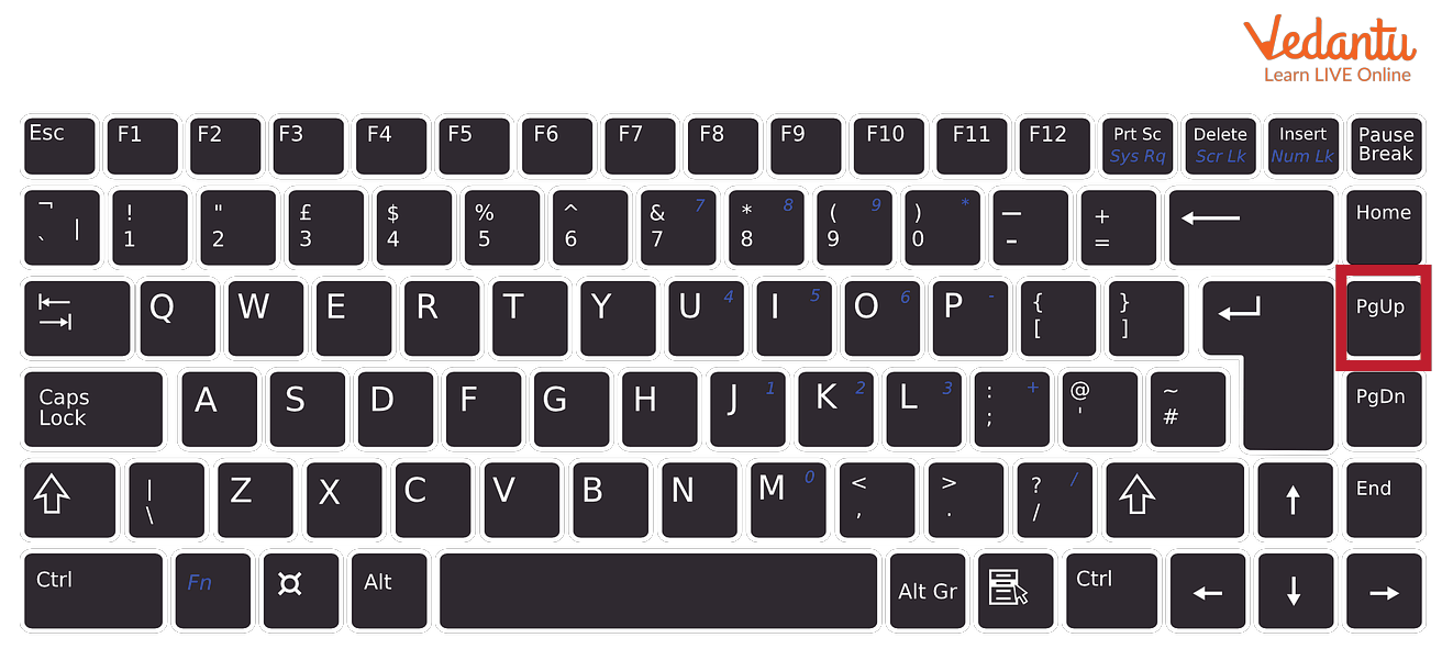 Keyboard with Page up key