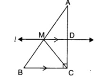 ABC is a triangle right angled at ${\mathbf{C}}$. A line through the mid-point M of hypotenuse AB and parallel to BC intersects AC at D