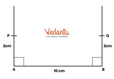 perpendicular at B such that BQ = 2 cm. (Fig. 4).