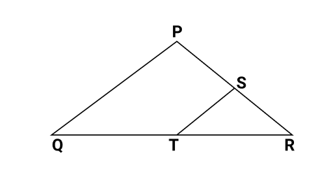 S and T on sides PR and QR