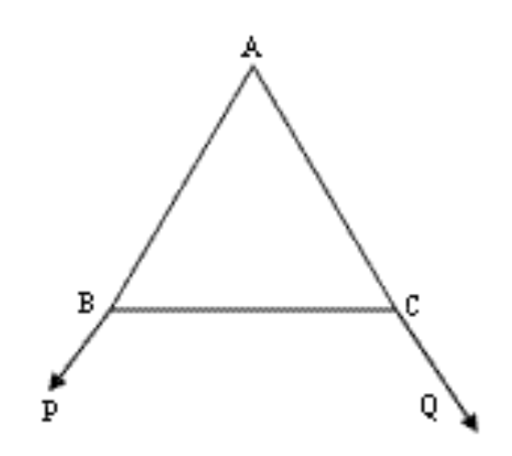 Triangle ABC, angle PBC < angle QCB