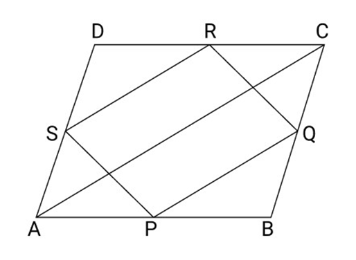 ABCD is a quadrilateral P, Q, R and S are the mid Points of the sides ${\text{AB}},{\text{BC}},{\text{CD}}$ and ${\text{DA,}}\,{\text{AC}}$ is diagonal.