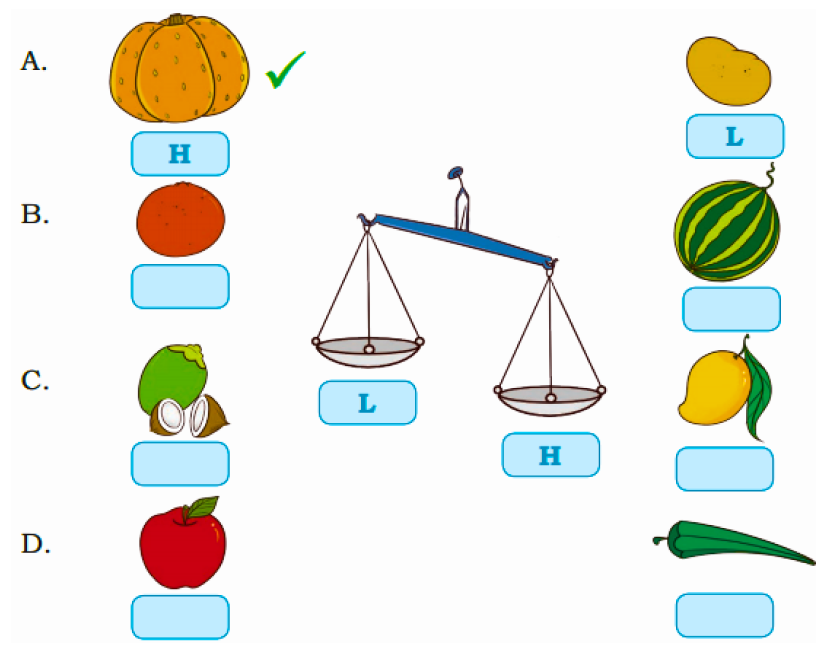 Select vegetables and fruits to balance