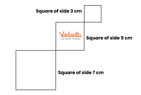 Falling Squares of 3,5,7 cm